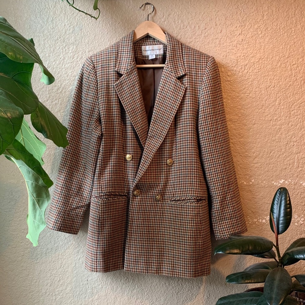 Vintage Houndstooth Double Breasted Blazer